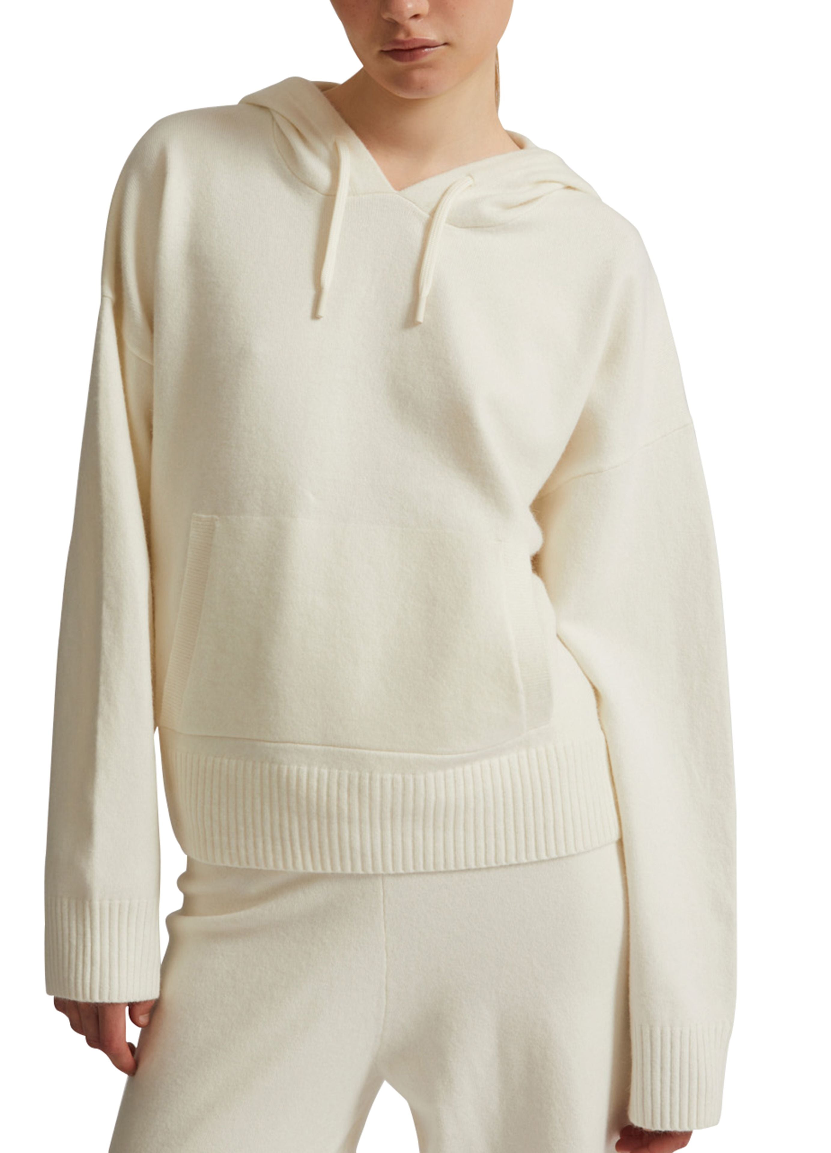Knitted hoodie - white - Yves Salomon – Yves Salomon US