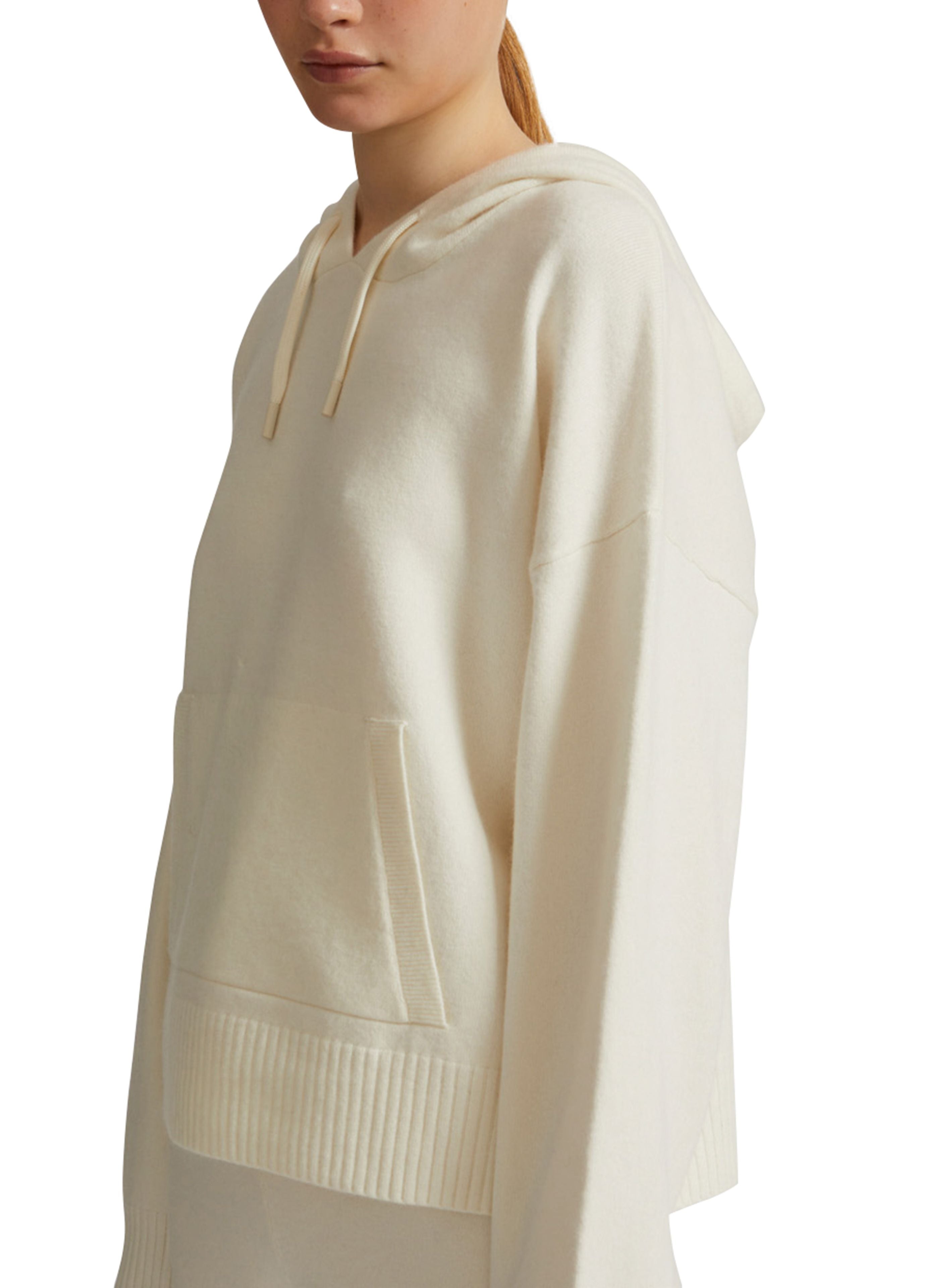 Knitted hoodie - white - Yves Salomon – Yves Salomon US