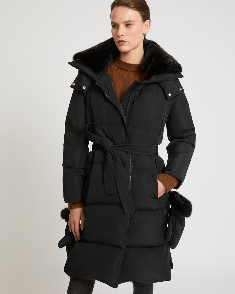 Belted down jacket women's online