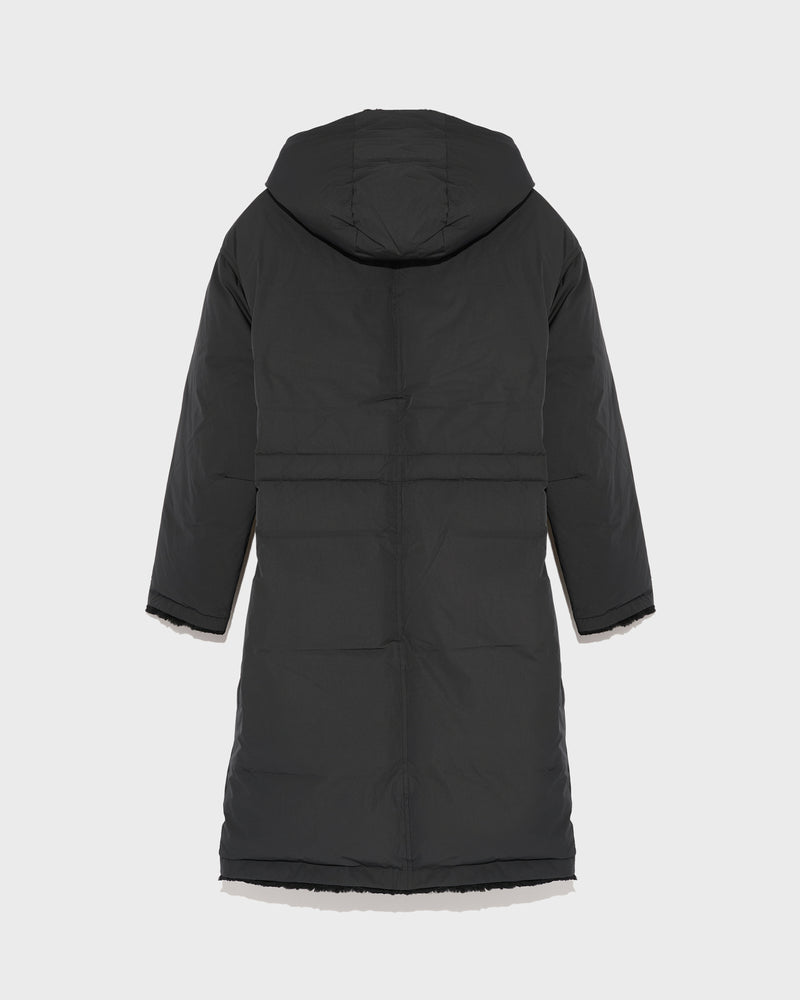 Sheared rabbit reversible hooded down jacket - black - Yves Salomon