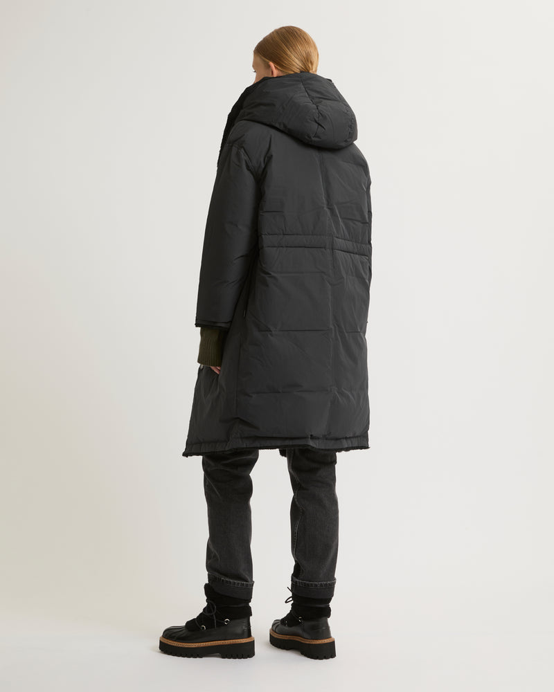 Sheared rabbit reversible hooded down jacket - black - Yves Salomon