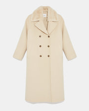 Cashmere wool coat with mink fur collar