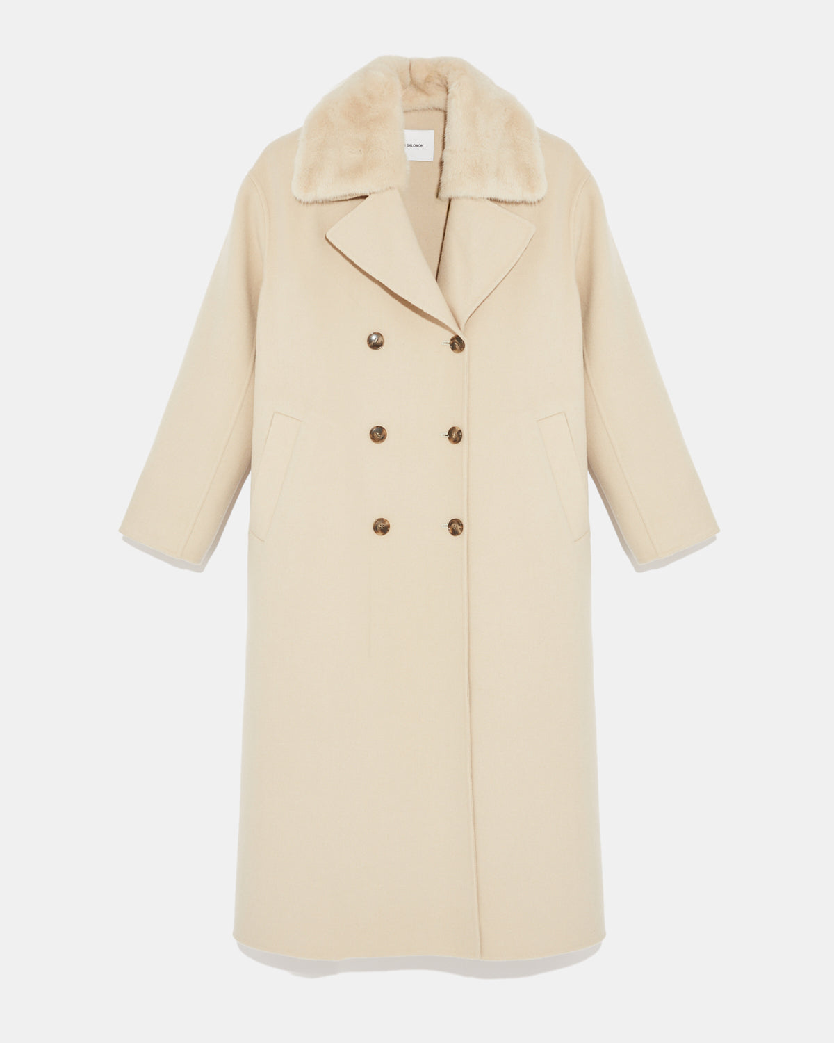 Cashmere wool coat with mink fur collar