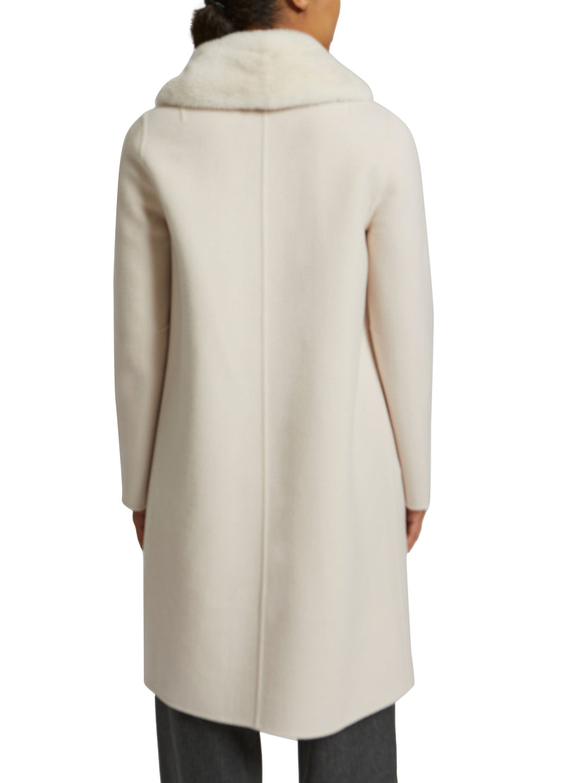 Cashmere wool coat with mink fur collar and facing