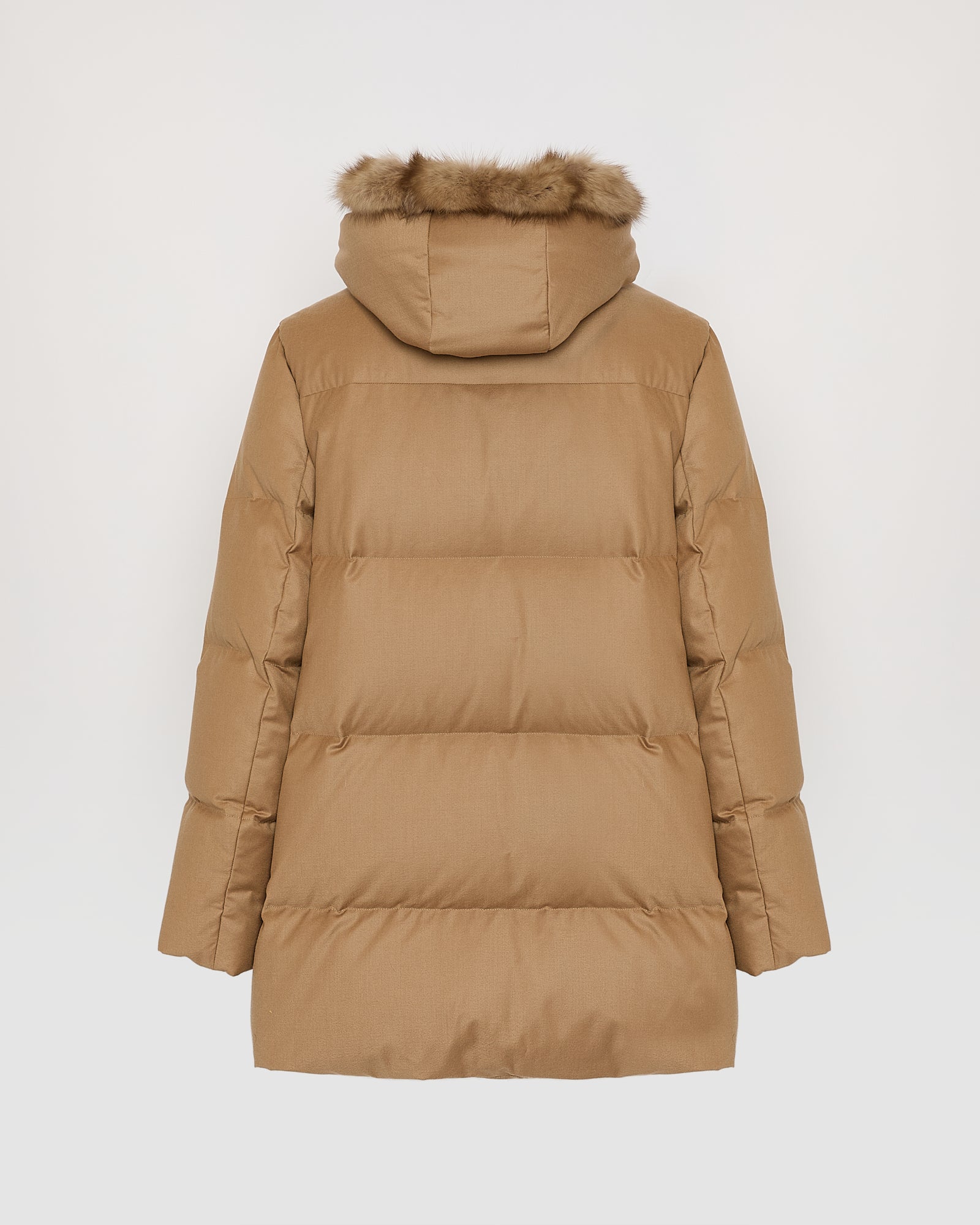 Flannel down jacket with detachable sable fur bib - Yves Salomon