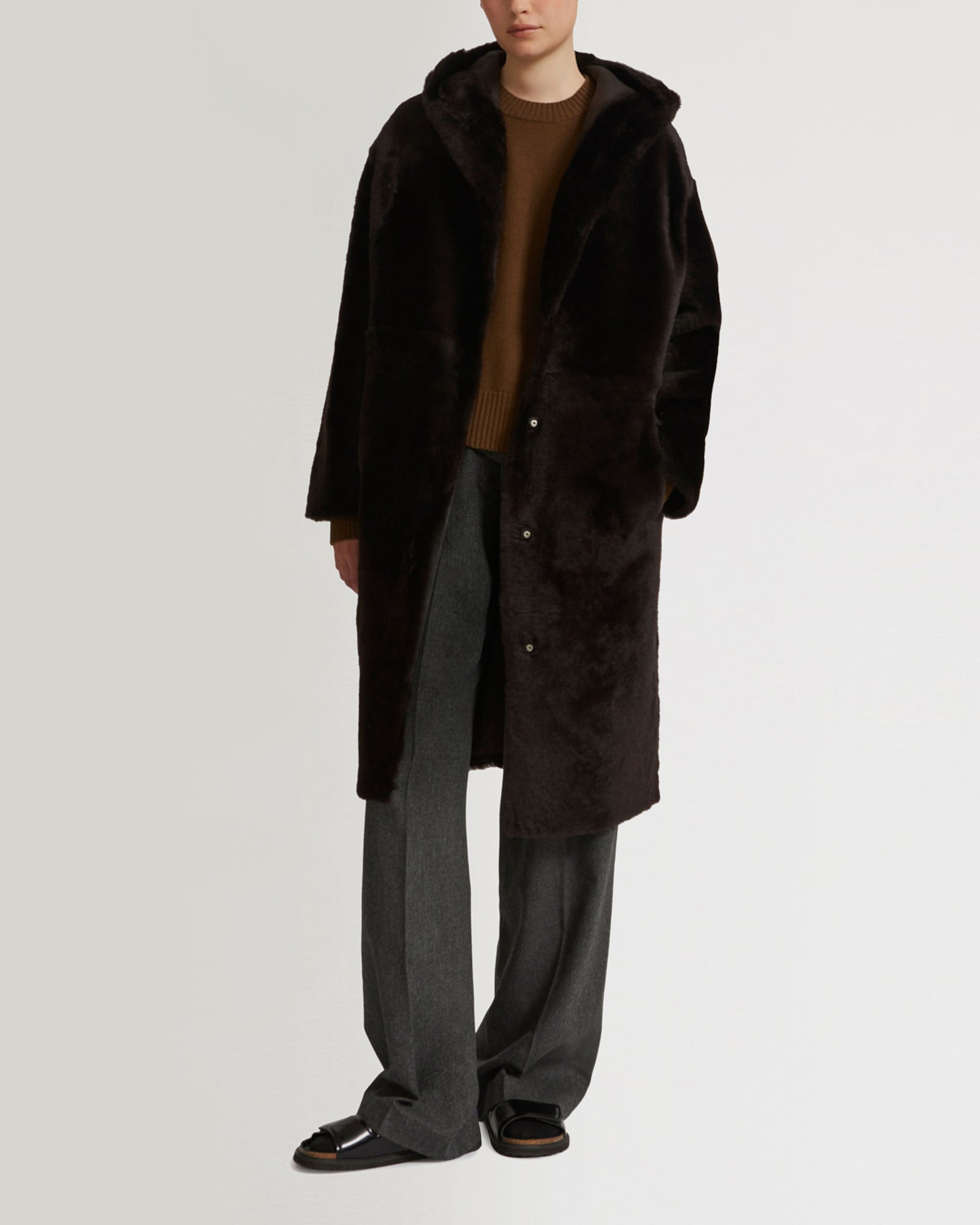 Oversized top faux shearling coat