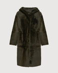 Long hooded shearling coat