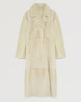 Long double-breasted shearling coat