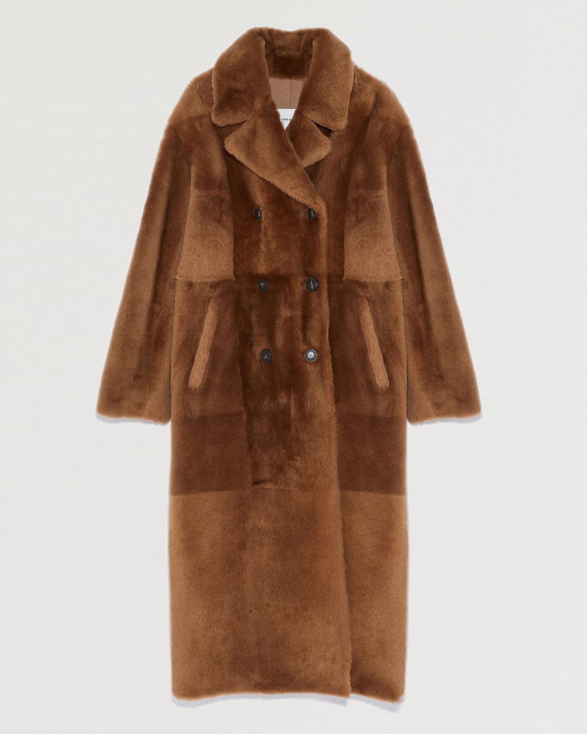 Long double-breasted shearling coat -Yves Salomon