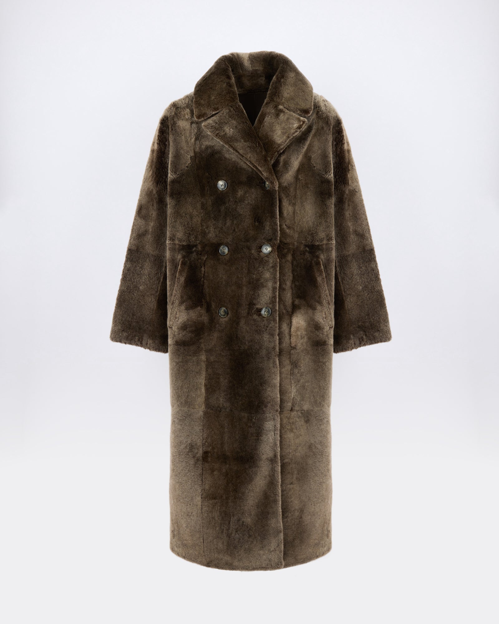 Long double-breasted shearling coat - Yves Salomon - New Fall/Winter Collection