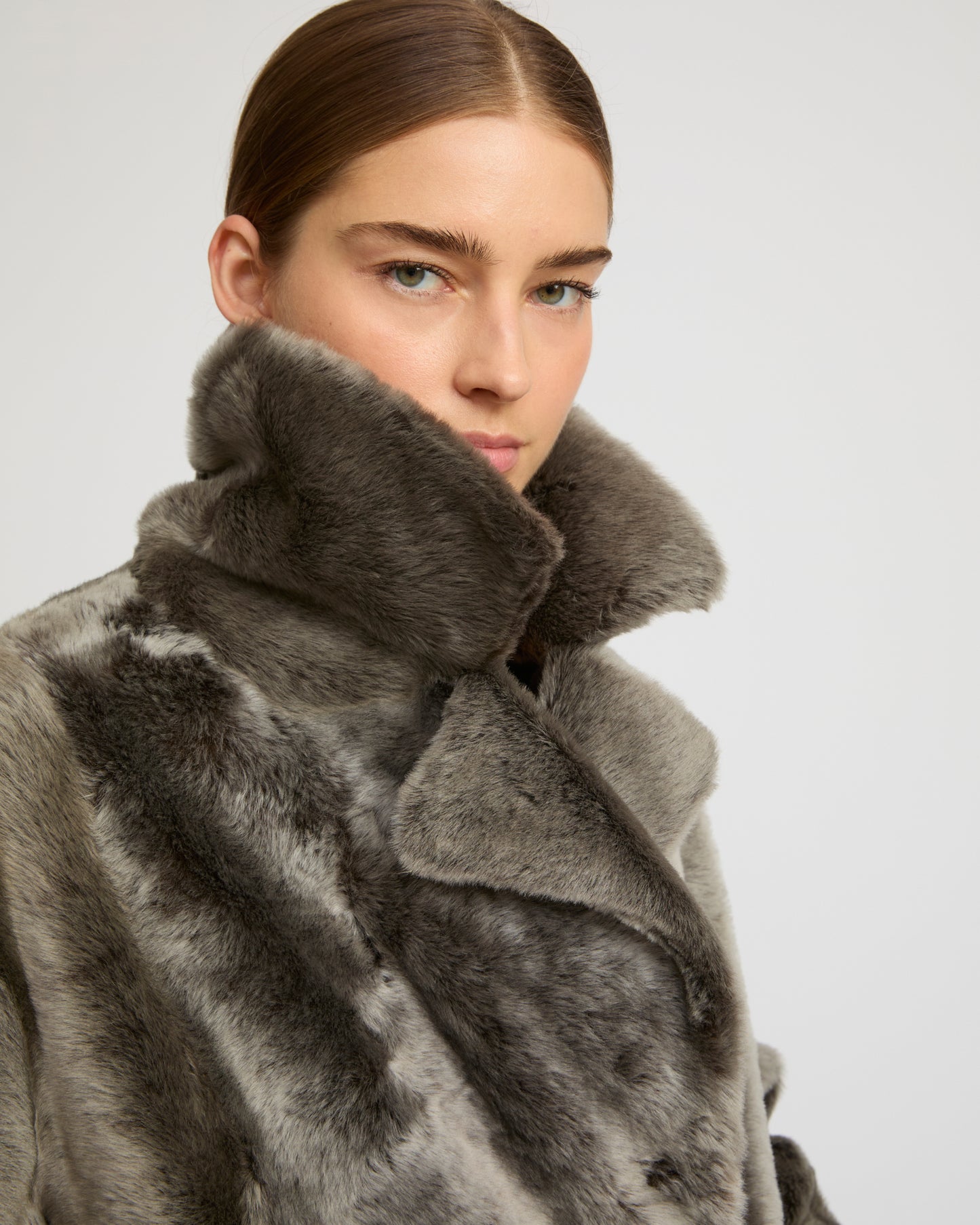 Long double-breasted shearling coat - Yves Salomon