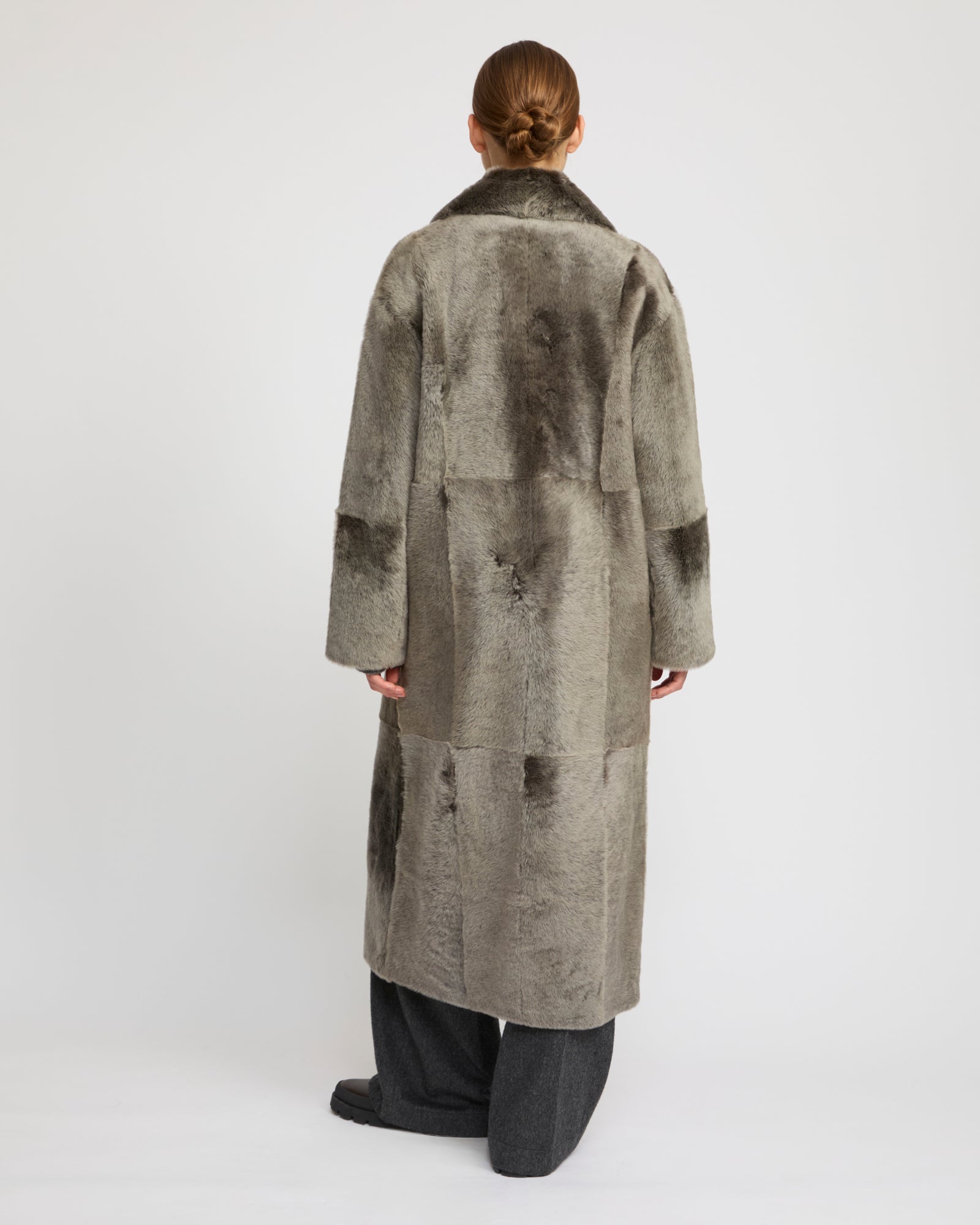 Long double-breasted shearling coat - Yves Salomon
