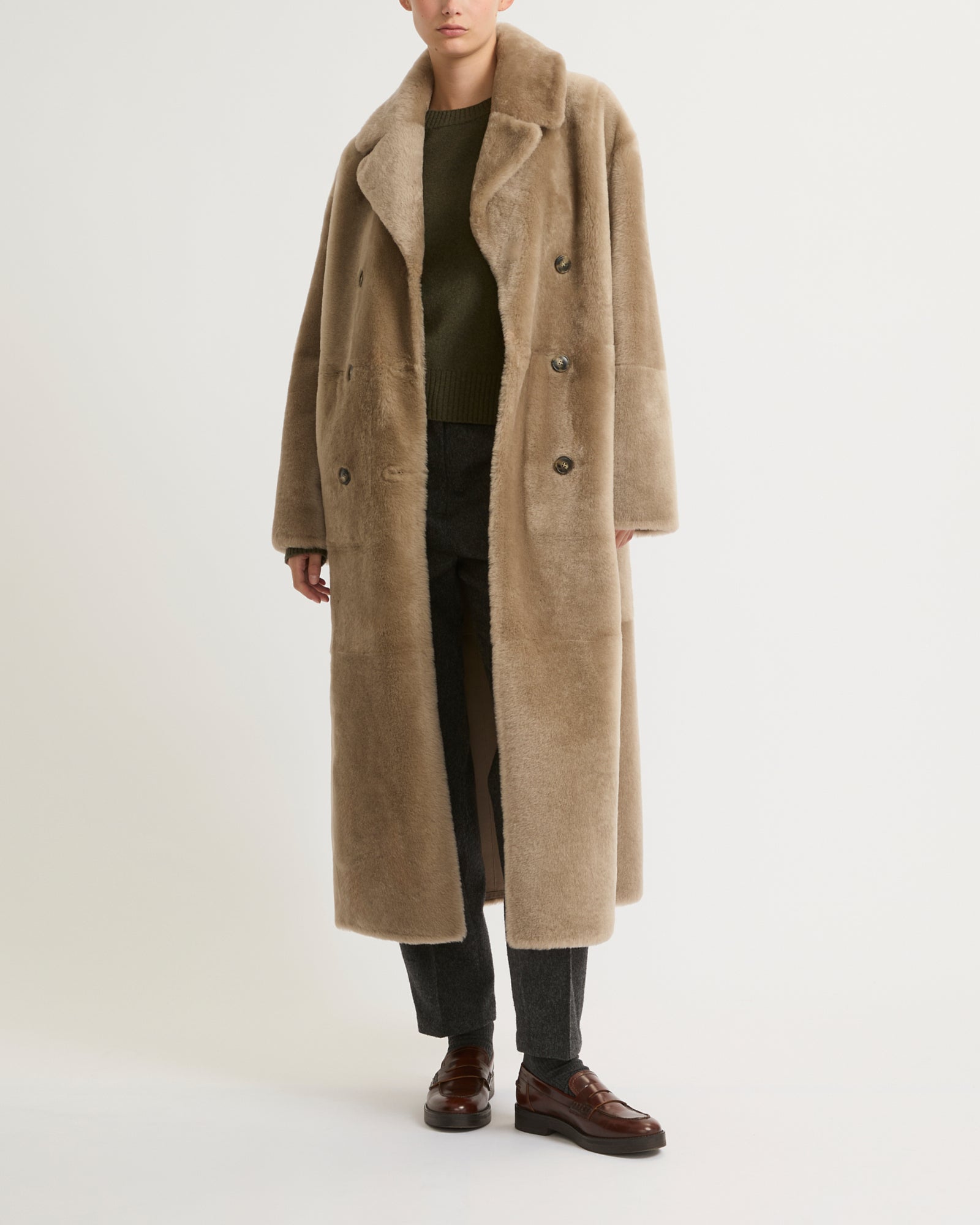 Oversized shearling coat best sale