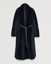 Long belted shearling coat