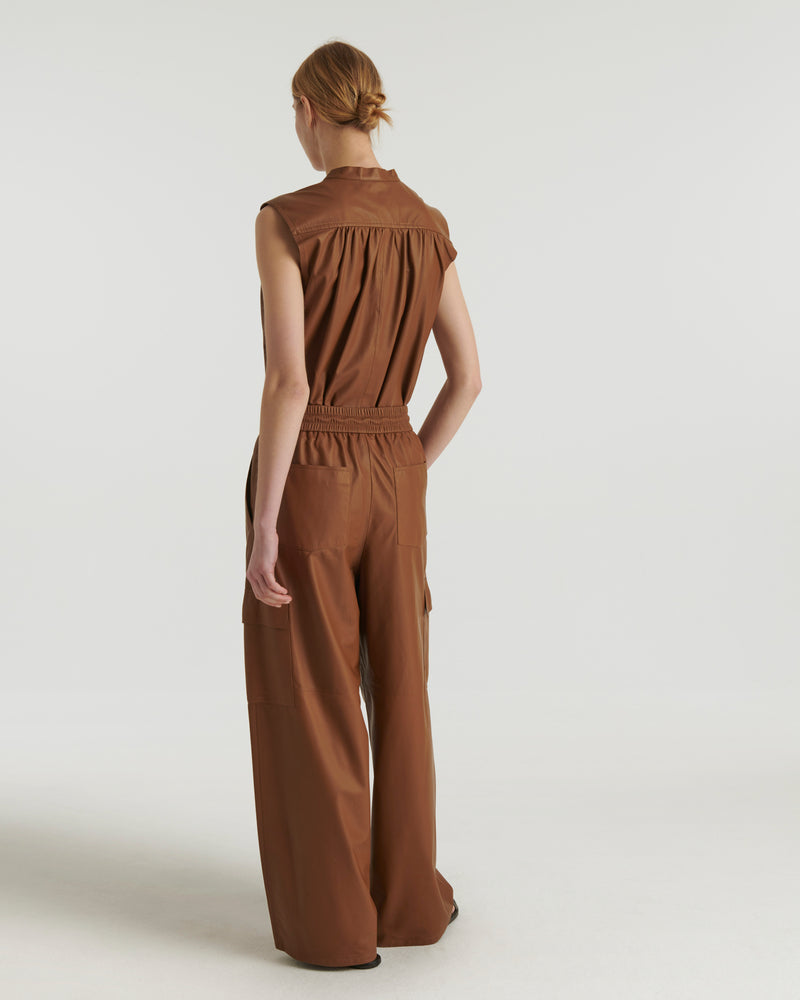 Leather cargo trousers - brown - Yves Salomon