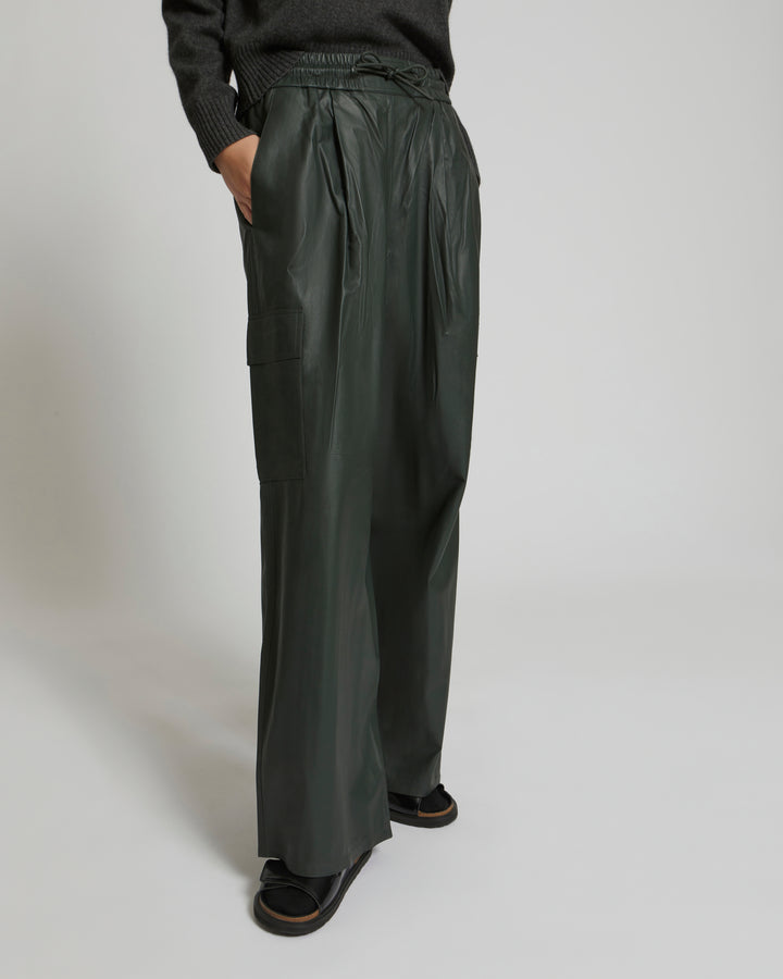 Cargo trousers in lamb leather - khaki - Yves Salomon