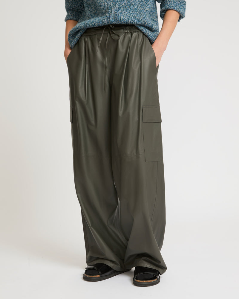 Cargo trousers in lamb leather - grey - Yves Salomon