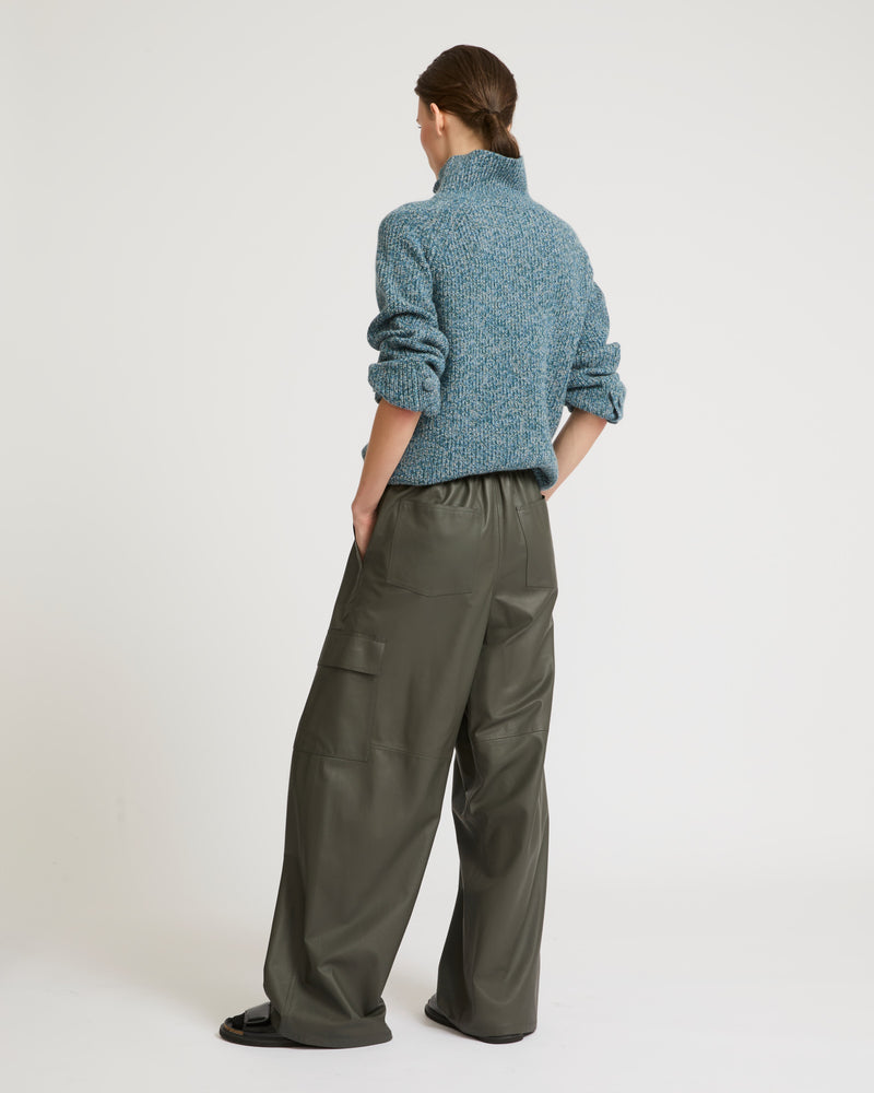 Cargo trousers in lamb leather - grey - Yves Salomon