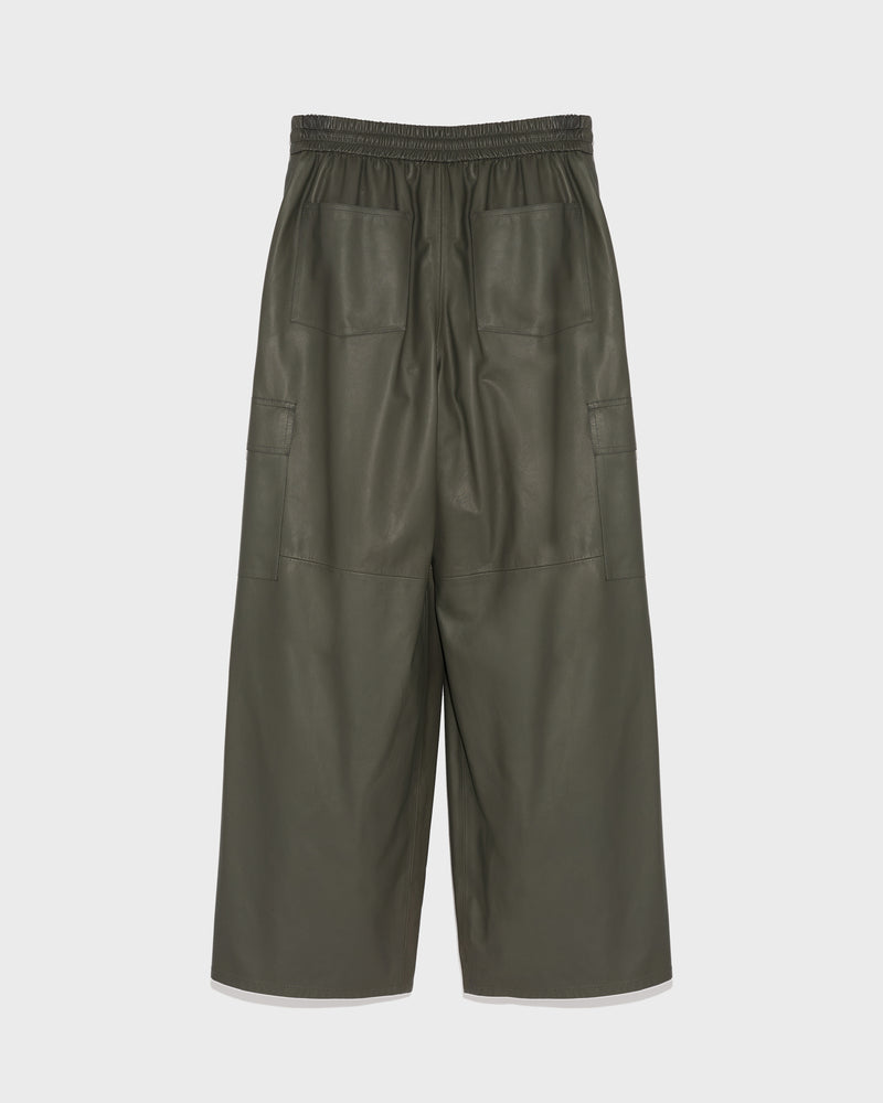 Cargo trousers in lamb leather - grey - Yves Salomon