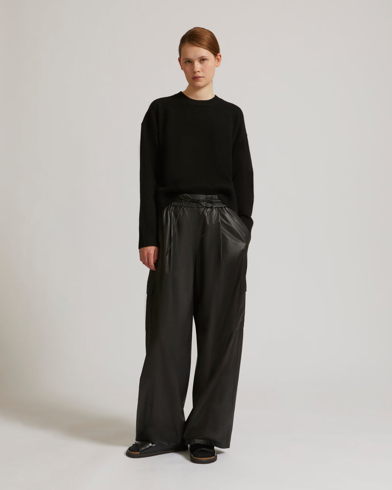 Cargo trousers in lamb leather - black - Yves Salomon