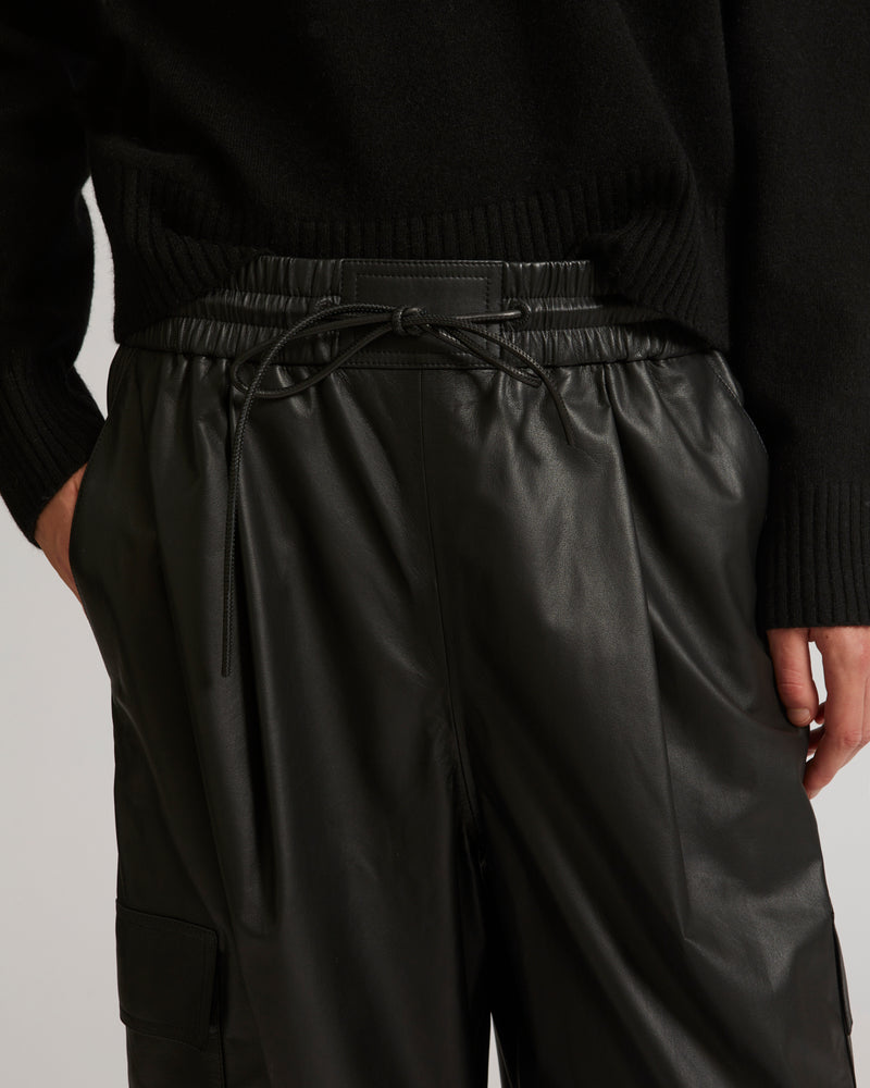 Cargo trousers in lamb leather - black - Yves Salomon