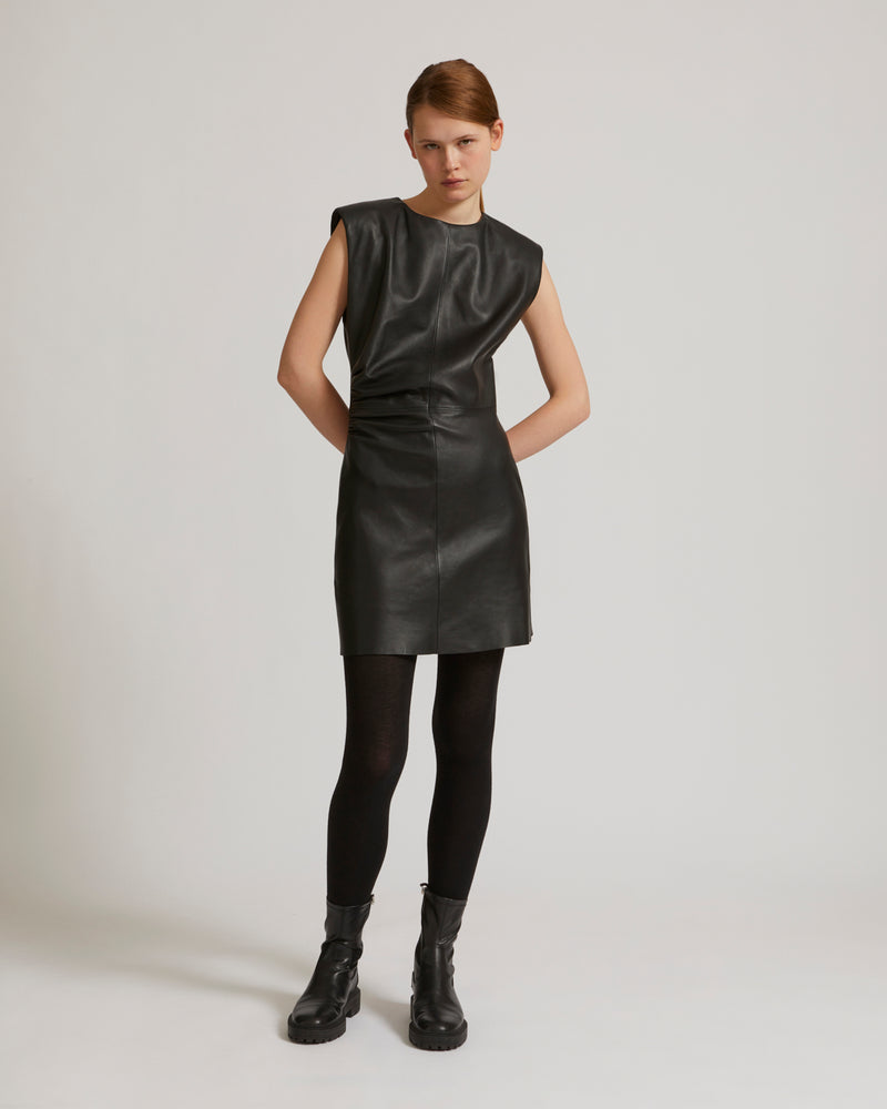 Sleeveless leather dress