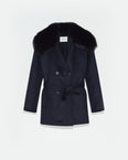 Cashmere wool peacot with fox fur collar