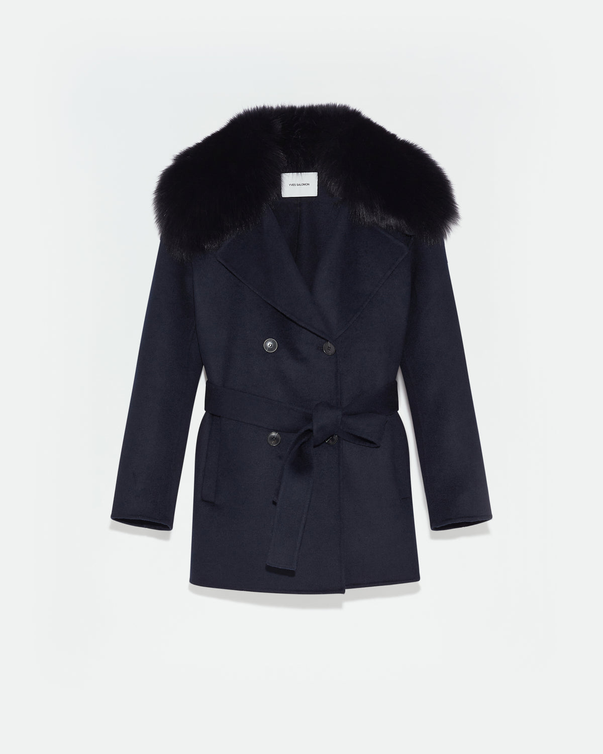Private sale - Yves Salomon - Cashmere wool peacot with fox fur collar