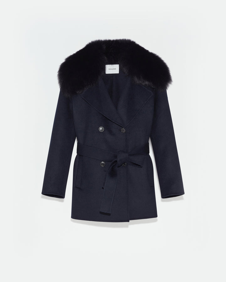 Private sale - Yves Salomon - Cashmere wool peacot with fox fur collar