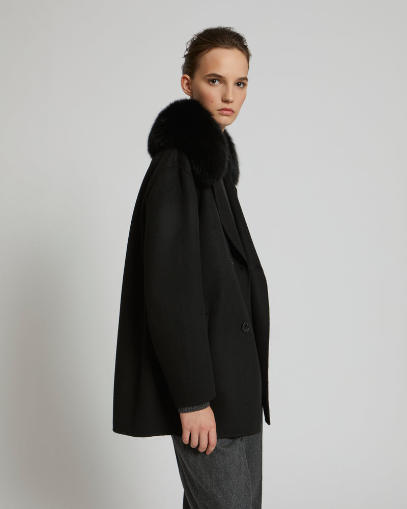 Yves Salomon Coat - Black