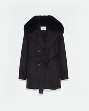 Cashmere wool peacot with fox fur collar