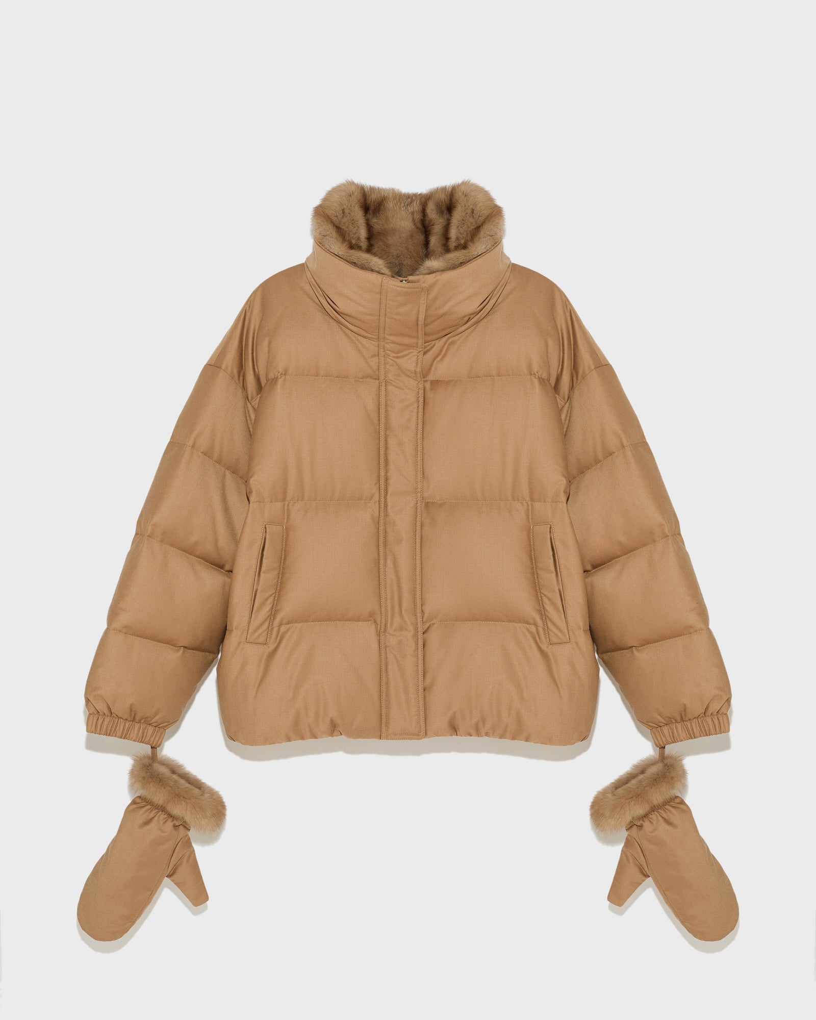 Short down jacket in Loro Piana flannel fabric with Short down jacket in Loro Piana flannel fabric with
