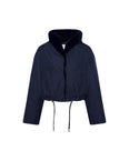 Cropped jacket in technical fabric and long-haired mink fur