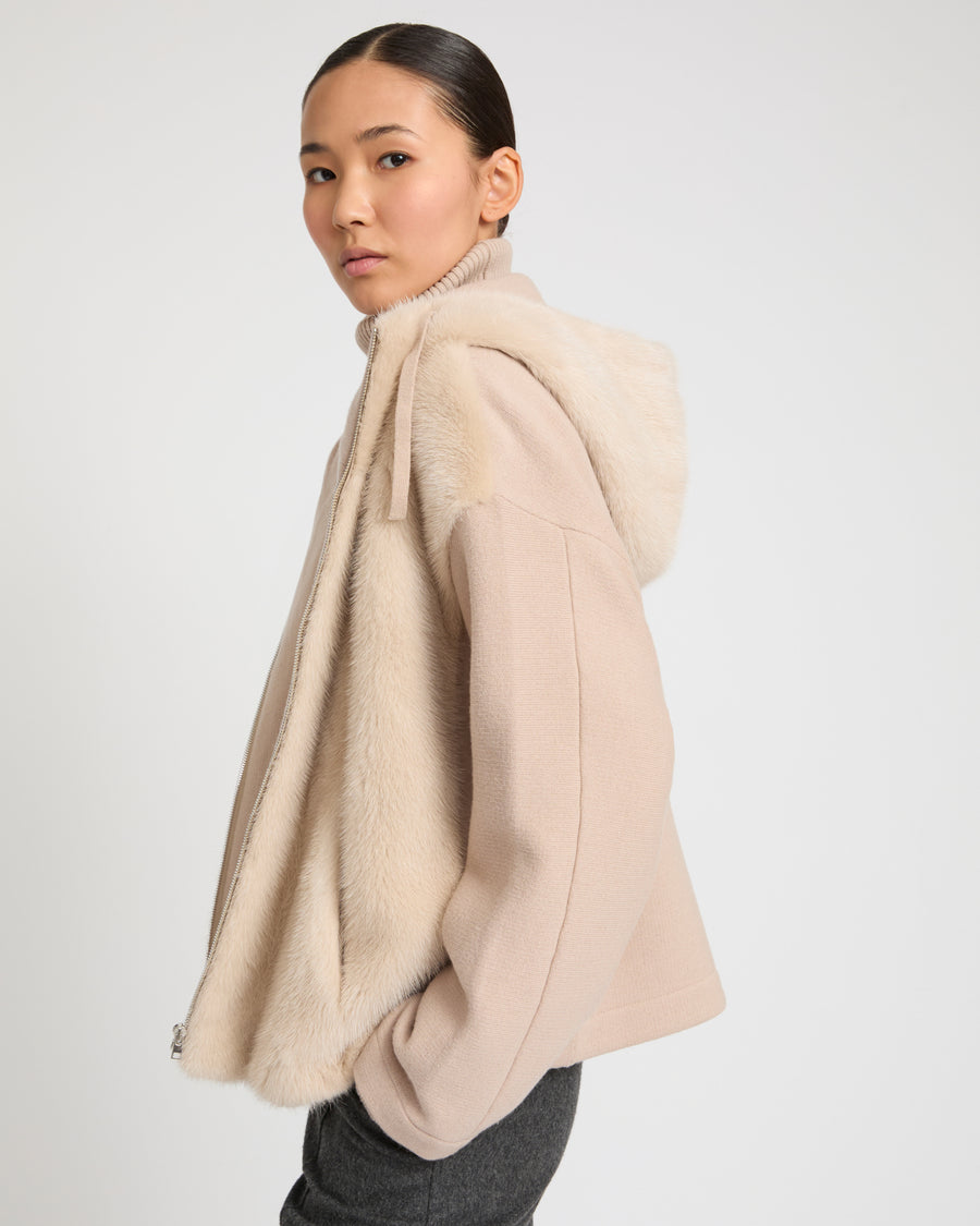 Hooded Jacket in Mink and Technical Fabric - Yves Salomon
