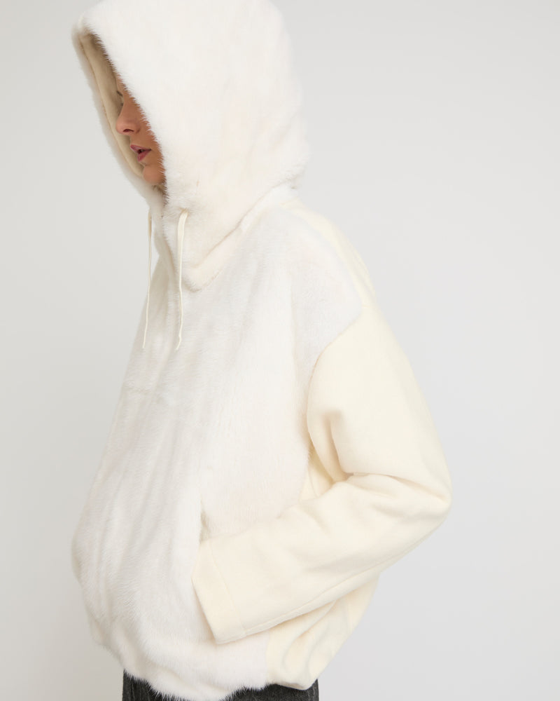 Hooded jacket in long-haired mink fur - white - Yves Salomon