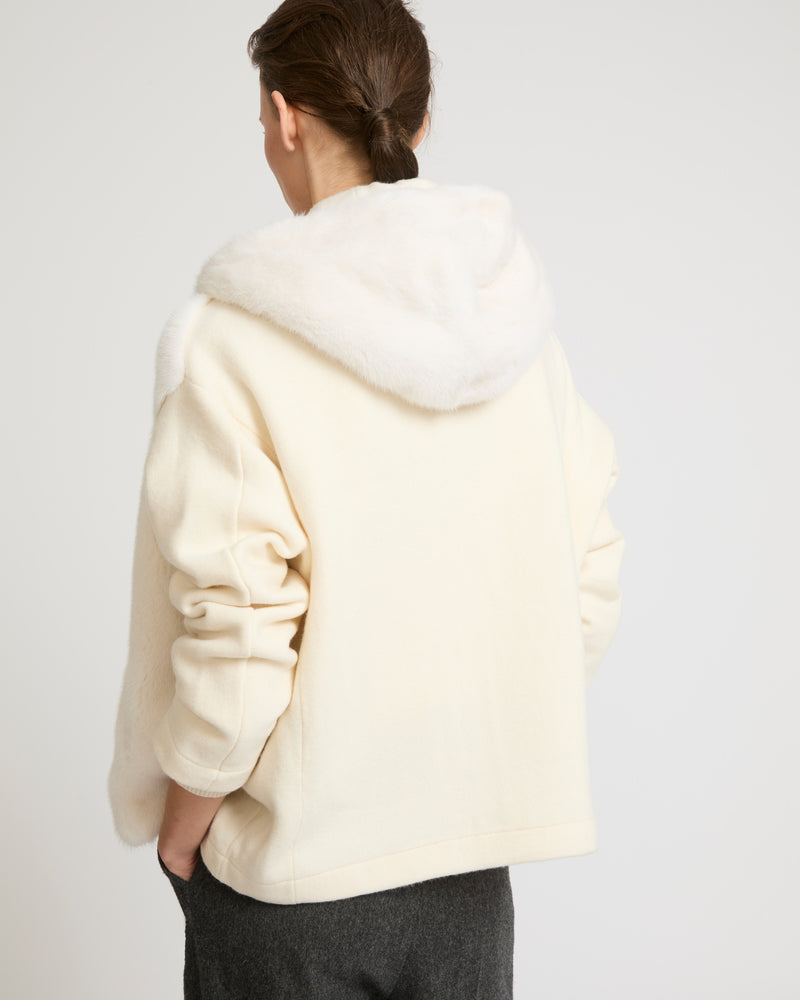 Hooded jacket in long-haired mink fur - white - Yves Salomon