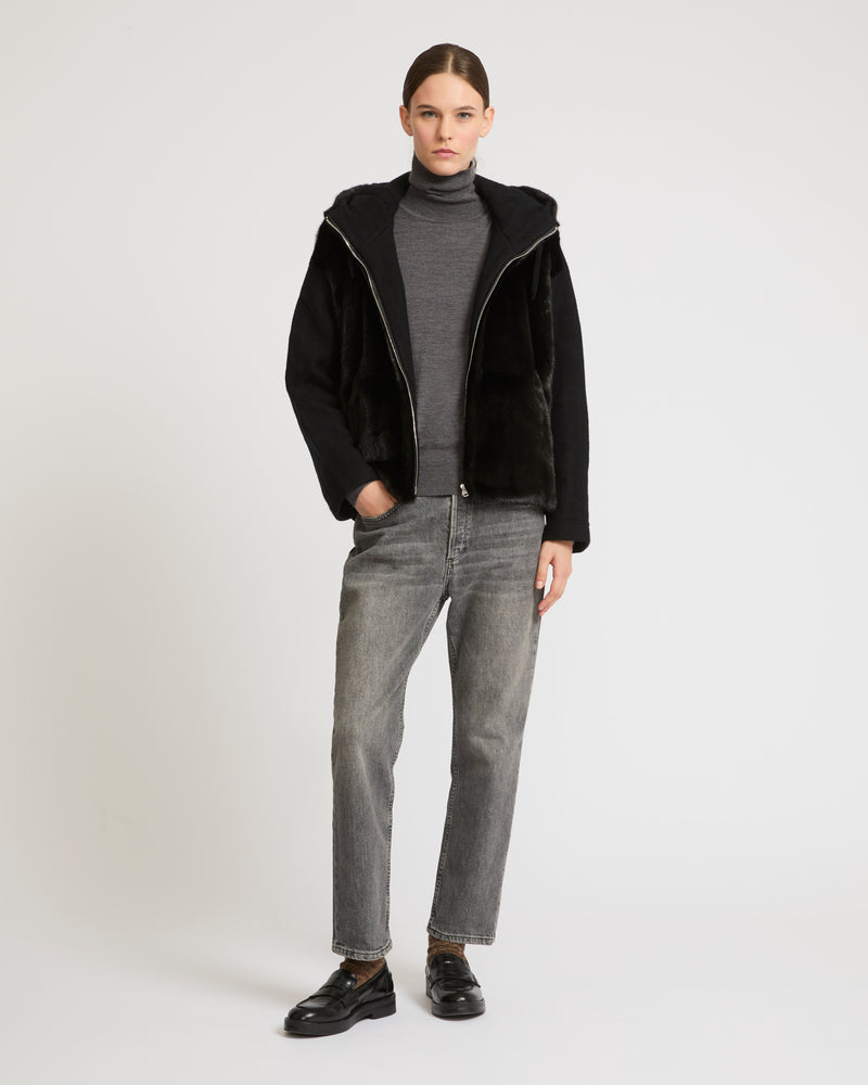 Hooded jacket in long-haired mink fur - white - Yves Salomon