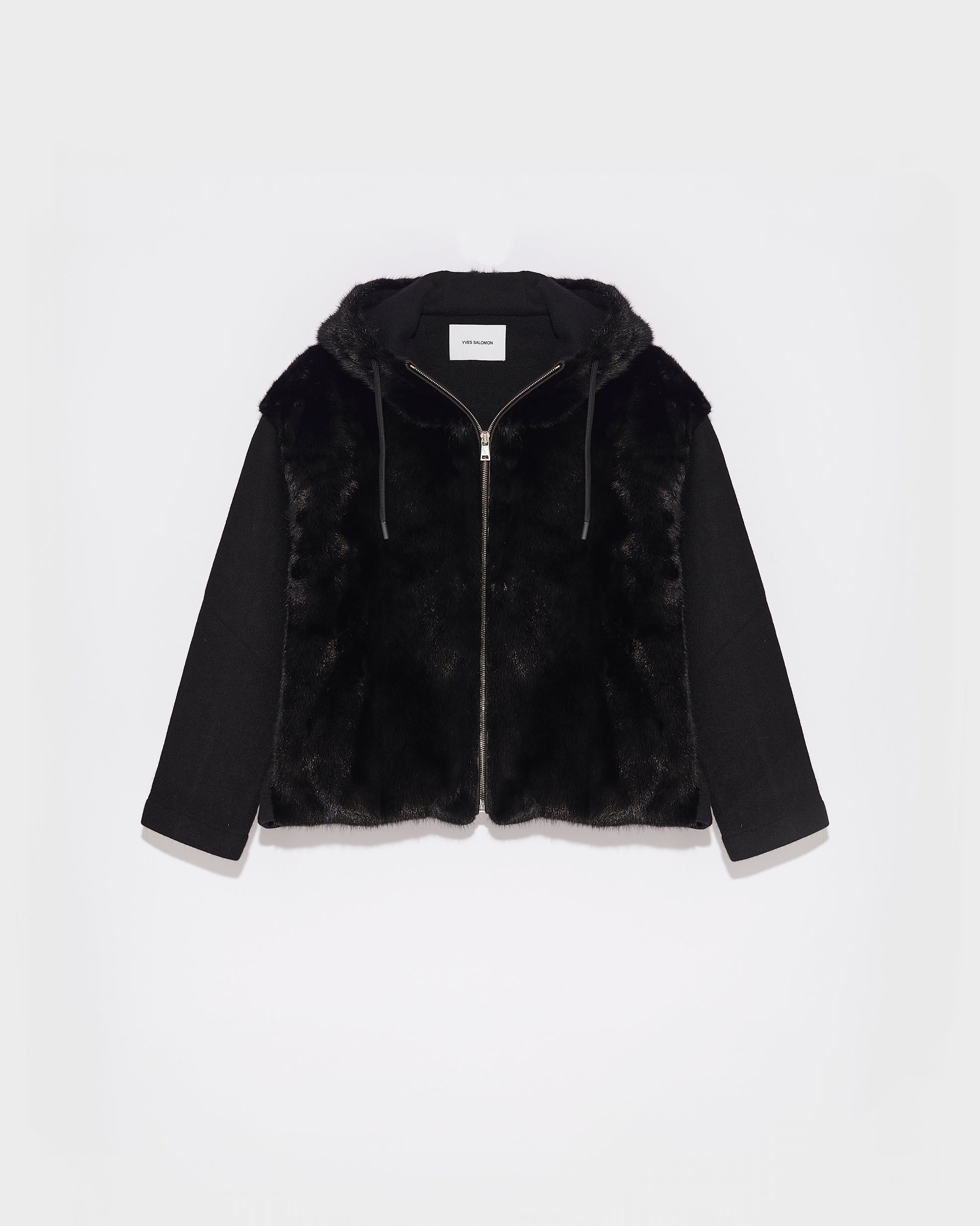 Hooded jacket in knit and mink fur -Yves Salomon