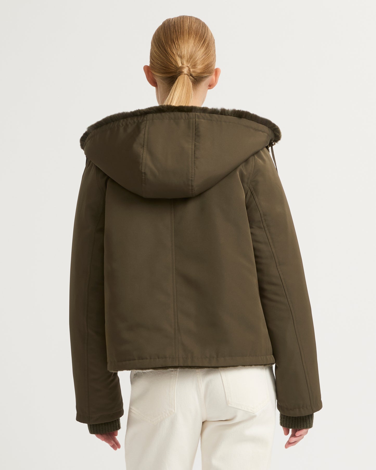 Winter sale & boxing day Yves Salomon -Short reversible parka in fabric and rex rabbit fur