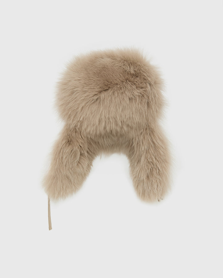 Technical fabric ushanka with fox fur