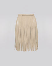 Fringed belt in double-sided velour lamb leather