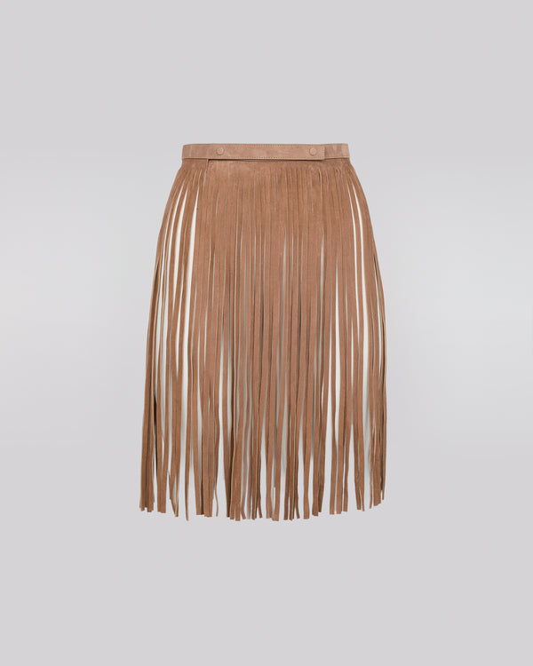 Fringed belt in double-sided velour lamb leather