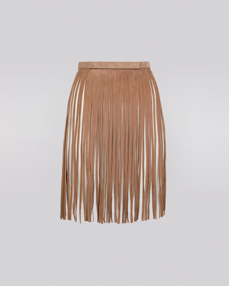 Fringed belt in double-sided velour lamb leather