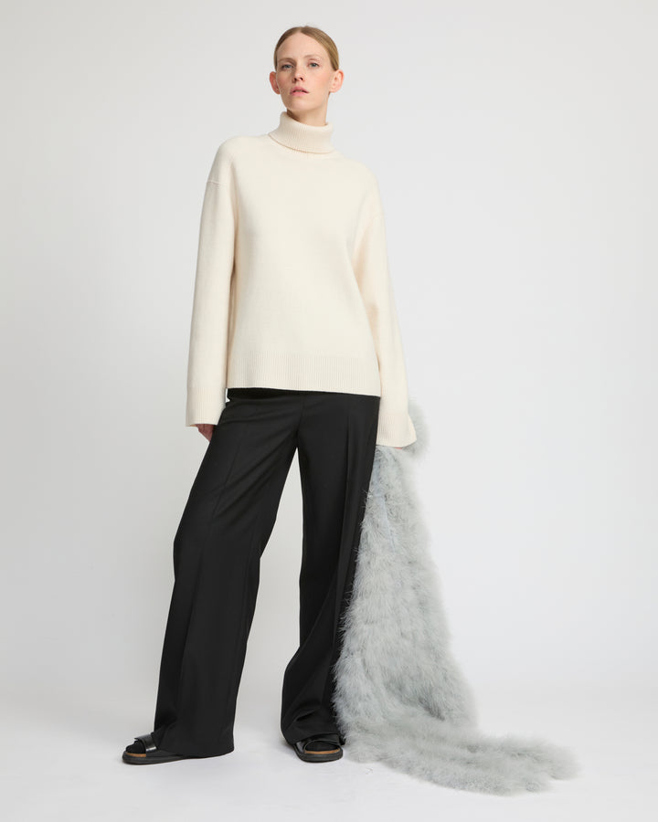 Maxi feather fringe scarf - Yves Salomon
