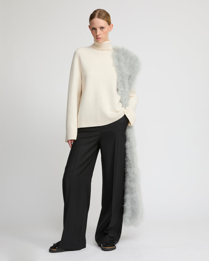 Maxi feather fringe scarf - Yves Salomon