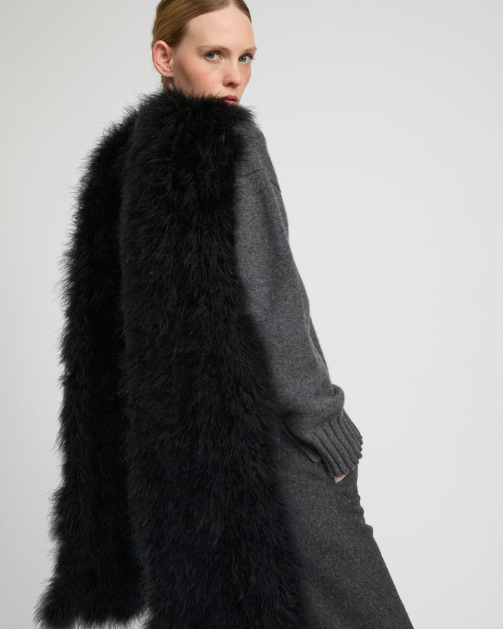 Maxi feather fringe scarf - Yves Salomon