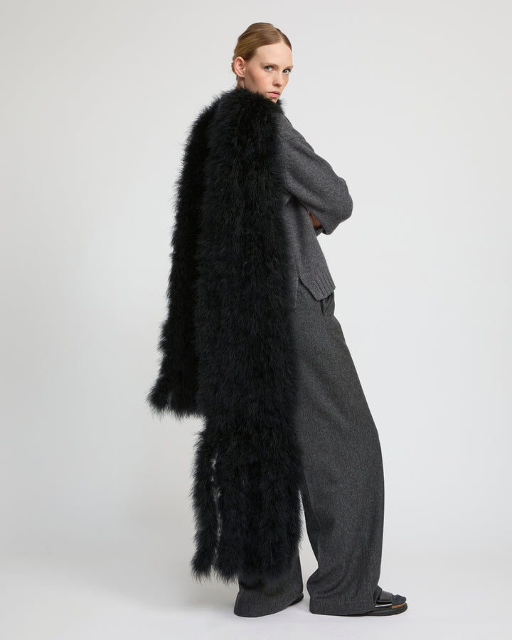 Maxi feather fringe scarf - Yves Salomon