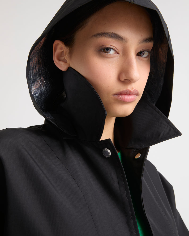 Cape-style parka in technical fabric