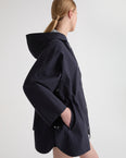 Short cape parka in cotton-mix technical fabric