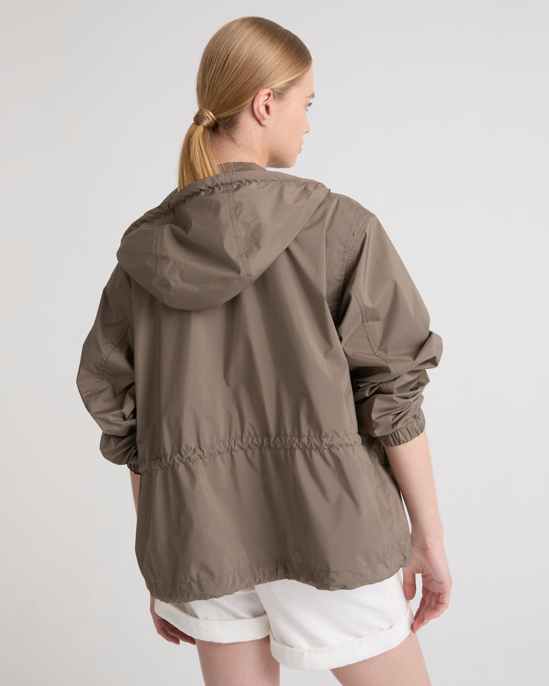 Short parka in waterproof fabric